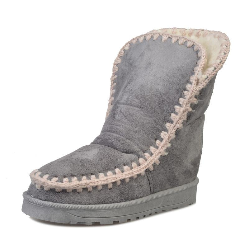 Women Snow Booties Casual Slip On Plus Size Warm Shoes