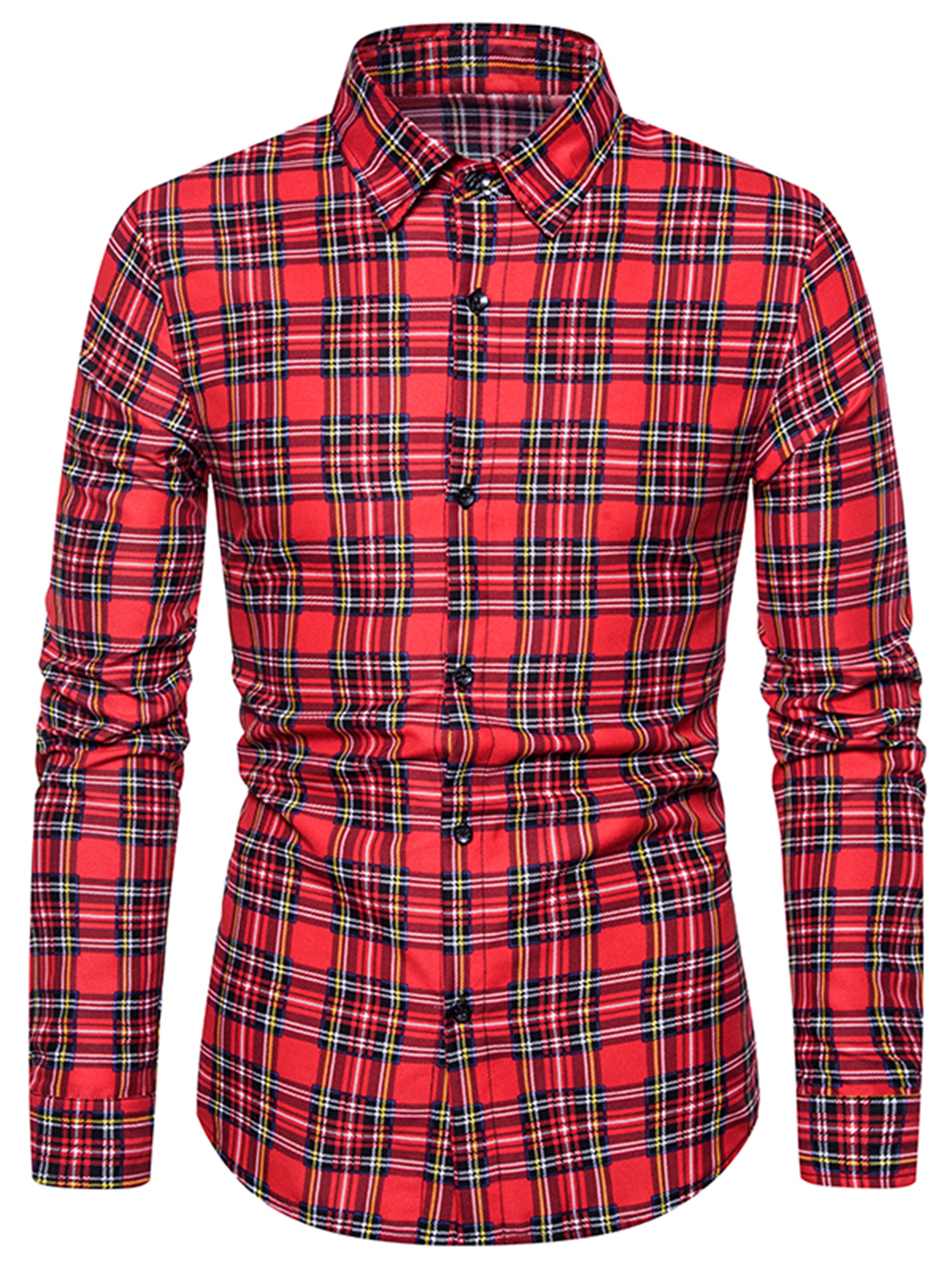 Men's Plaid Print Button Up Shirt