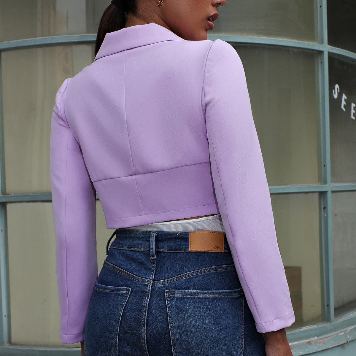 Autumn Elegant Purple Irregular Zipper Crop Top