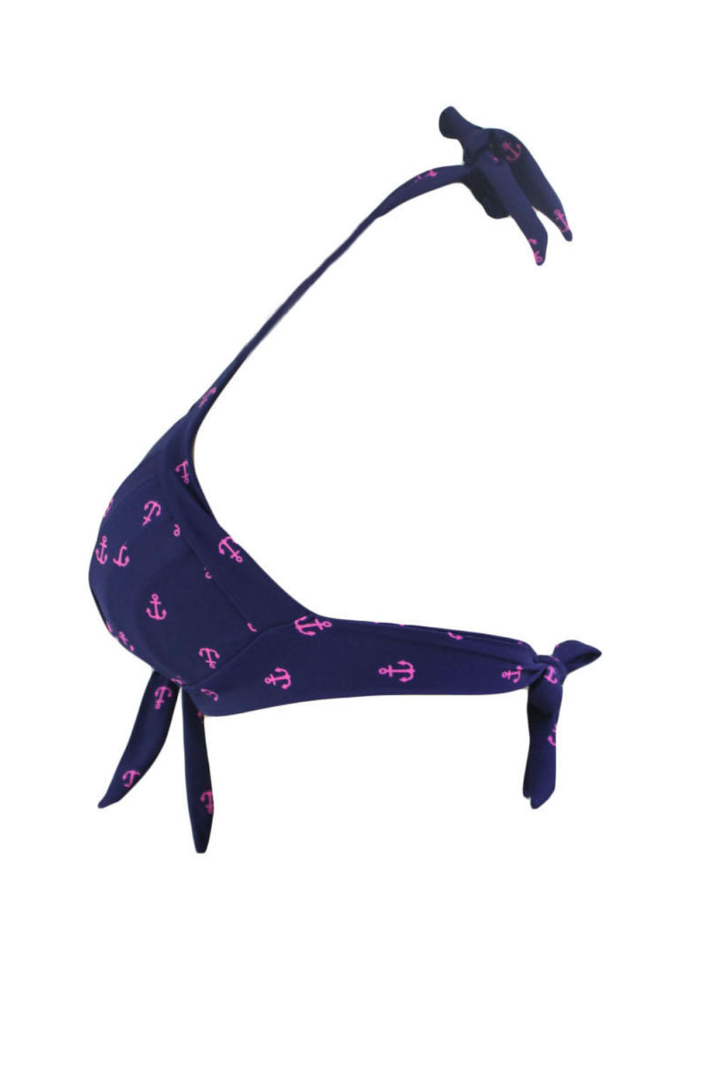 Anchor Print Navy Retro Tie Front Bikini Top