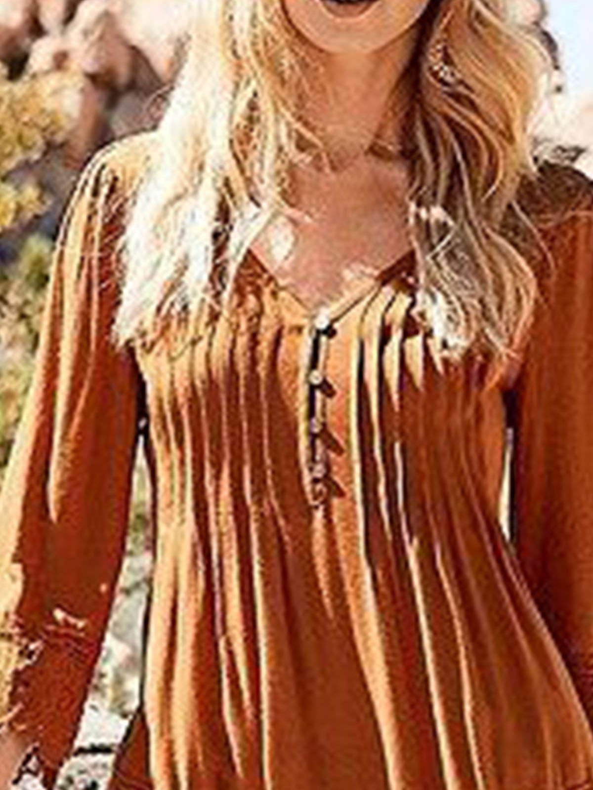 Orange Cotton-Blend Shirts & Tops