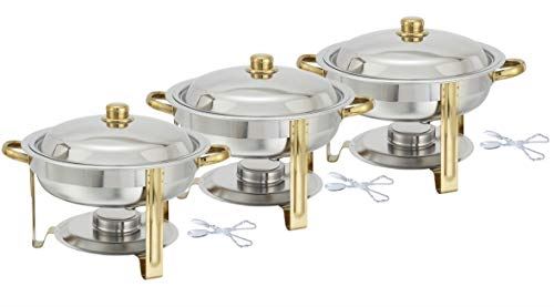 Chafers and Buffet Warmers Sets – 4 Quart Food Warmer with Gold Accents