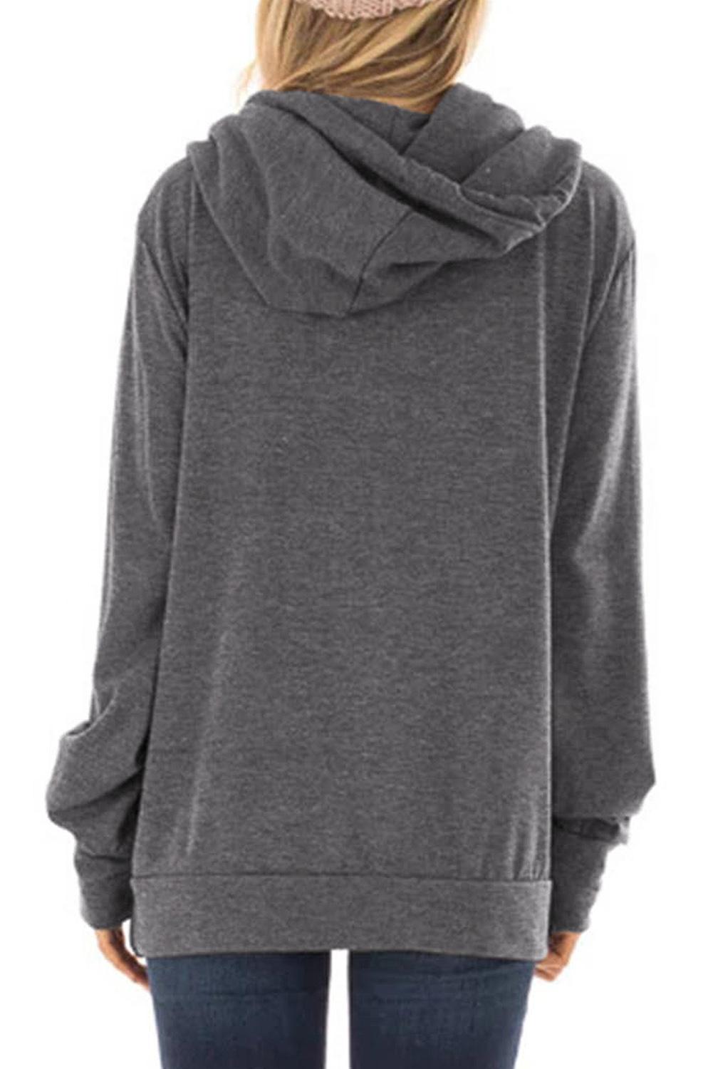 Gray Fashion Letter Print Long Sleeve Pullover Hoodie