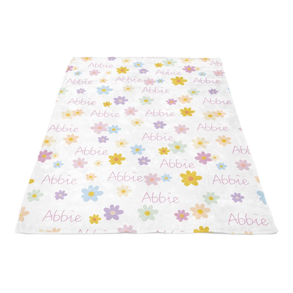 Custom Baby Name Blanket, Flower Theme. Flower Baby Blanket, Cute Blanket