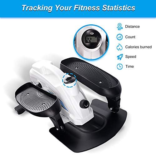 GREARDEN Under Desk Elliptical Machine, Mini Cycle Exercise Bike, Desk Elliptical Machine Trainer with Non-Slip Pedal- White and Black