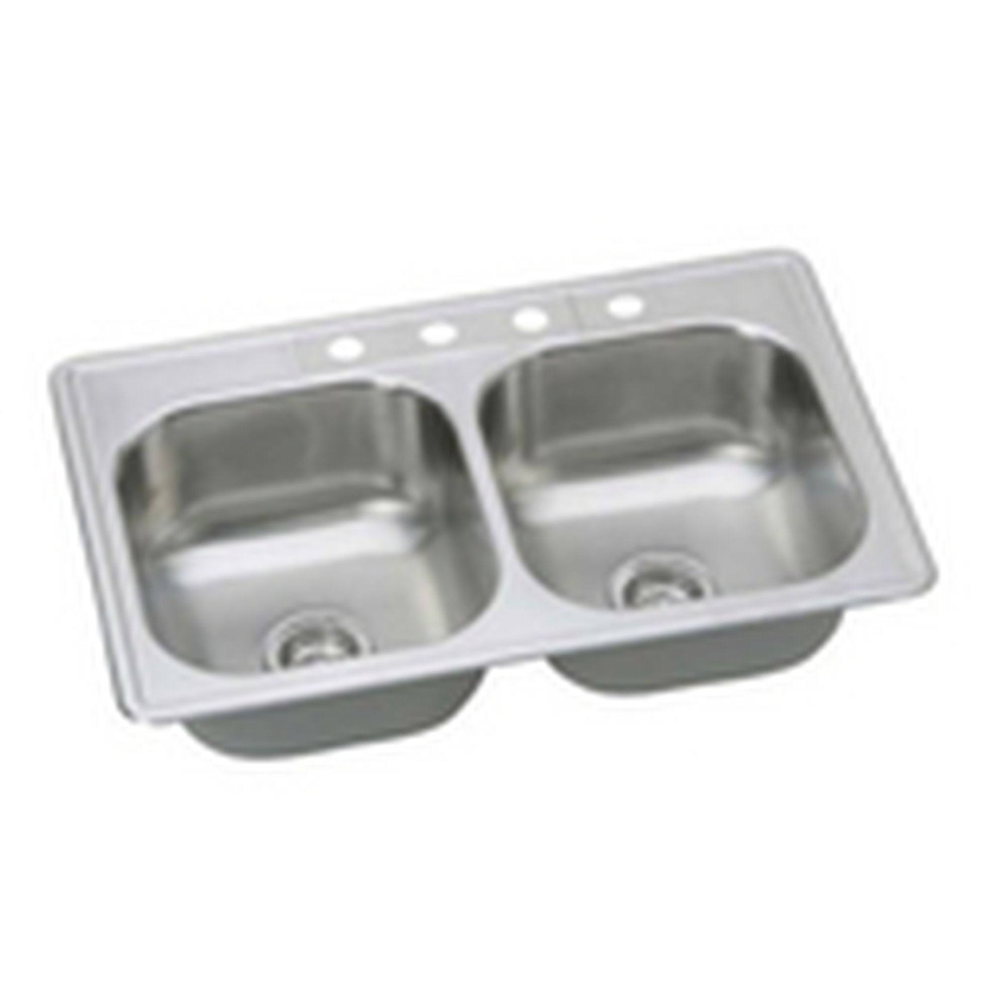 PROFLO PFSR332284A Bealeton 33 inch Drop in Double Basin Stainless Steel Kitchen Sink, Silver