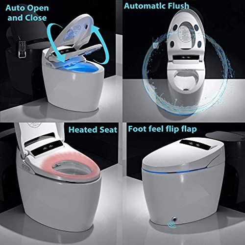 Dual Flush with Remote Control, Elongated One Piece Smart Toilet