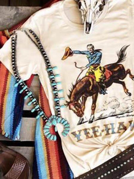 White Round Neck Shift Short Sleeve Casual Shirts & Tops