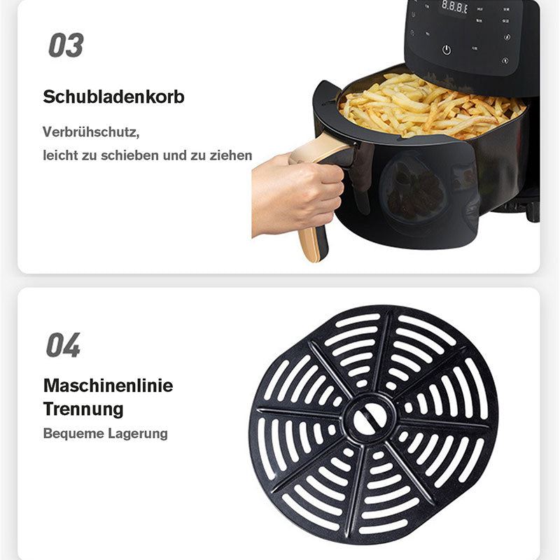 Oil Free Air Fryer Oven 4.5L 1400w Smart Electric Frying Pan 360° Baking LED Touchscreen