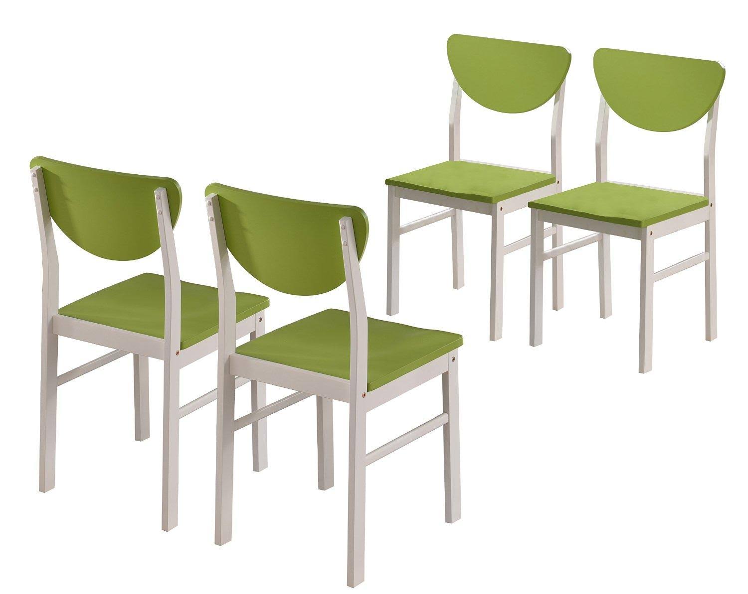 Pilaster Designs Dining Room, Kitchen Wood Side Chair, Set of 4, White, Green