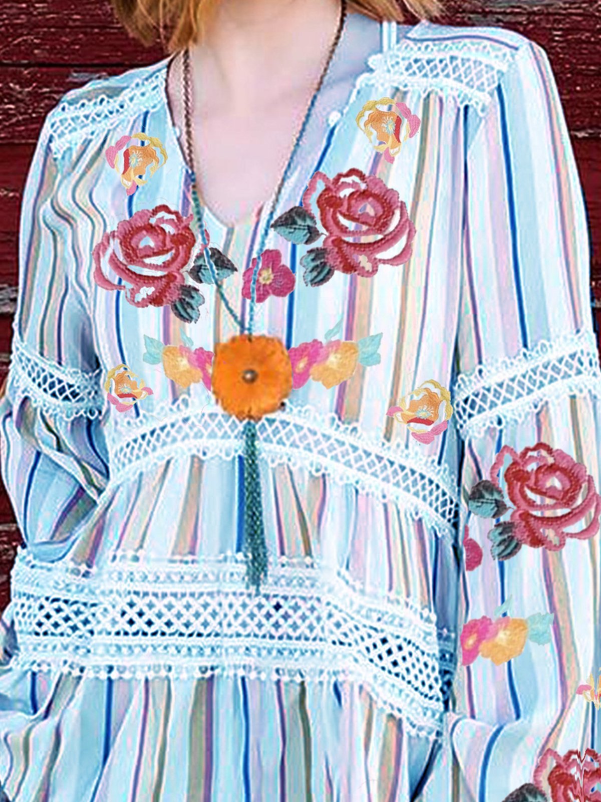 Long Sleeve Holiday V Neck Shirts & Tops