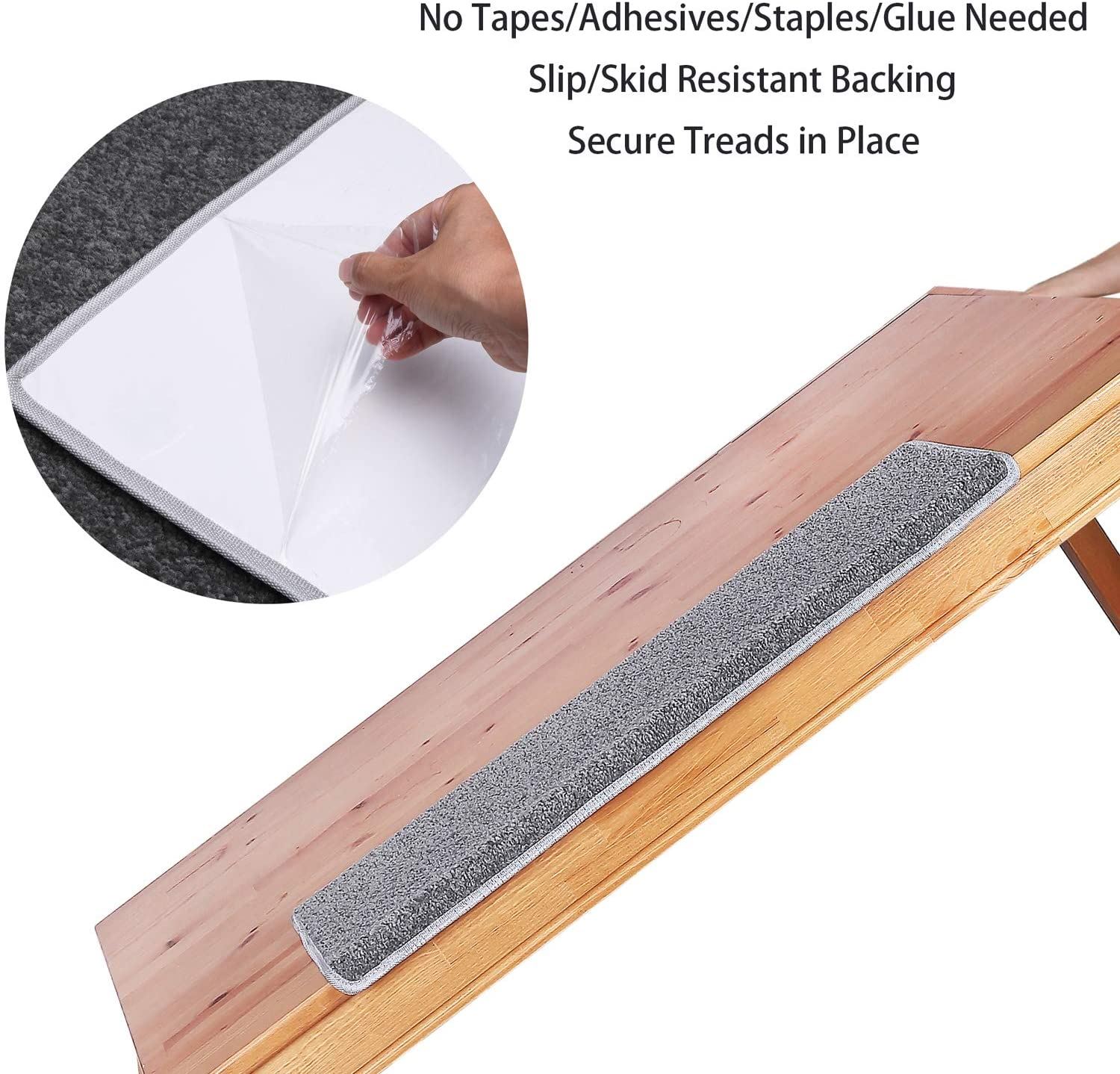 PURE ERA Carpet Stair Treads Set of 14 Non Slip Self Adhesive, 14 Pieces / Grey