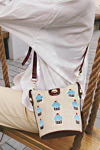 Women's Casual Zipper Woven Straw Leather Crossbody Bag