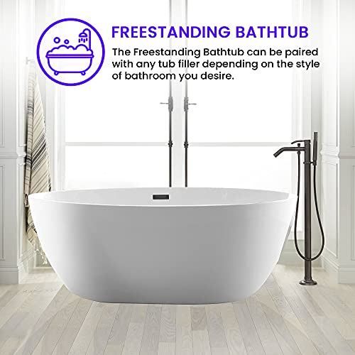 White Acrylic Bathtub Modern Stand Alone Soaking Tub with Polished