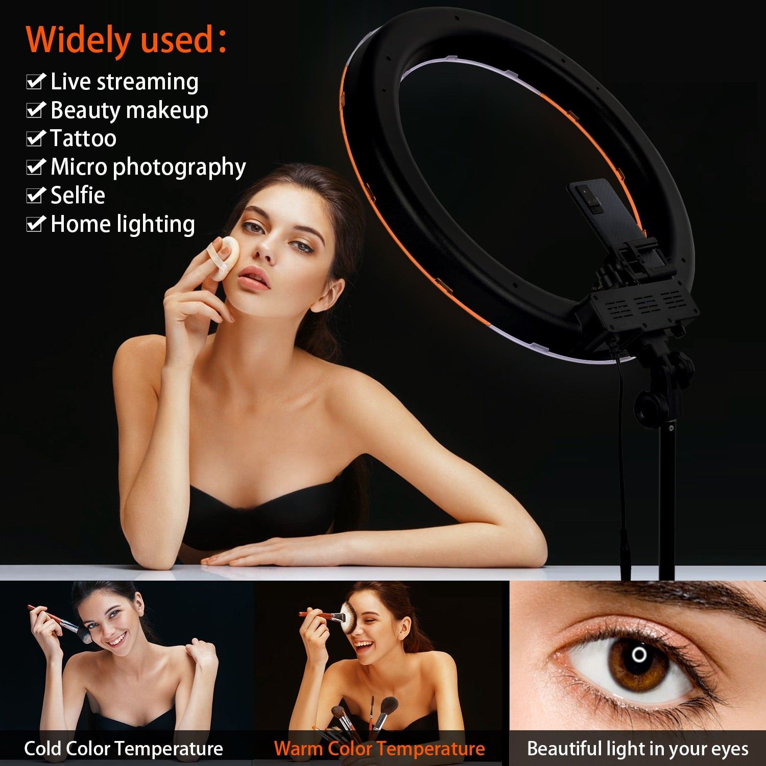 FOSOTO RL-18 Led Ring Light Photography Lamp 18 Inch Ring Lamp 55W Ring light