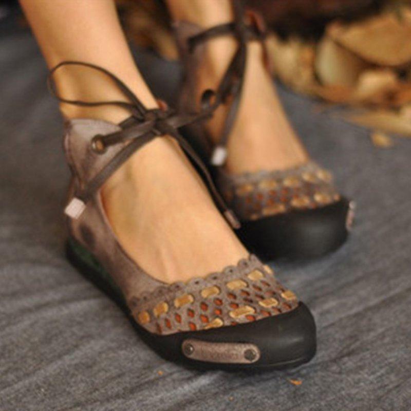 Hollow-Out Flat Heel Suede Loafers