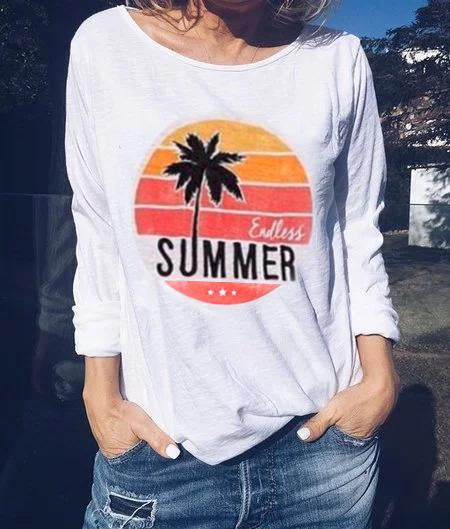 Basic Crew Neck  Letter Shirts & Tops