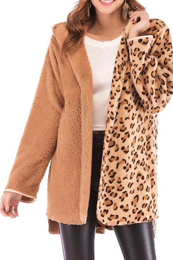 Fashion Leopard Print Hoodie Cardigan