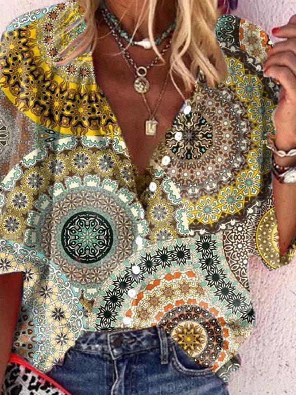 V Neck Long Sleeve Shirts & Tops