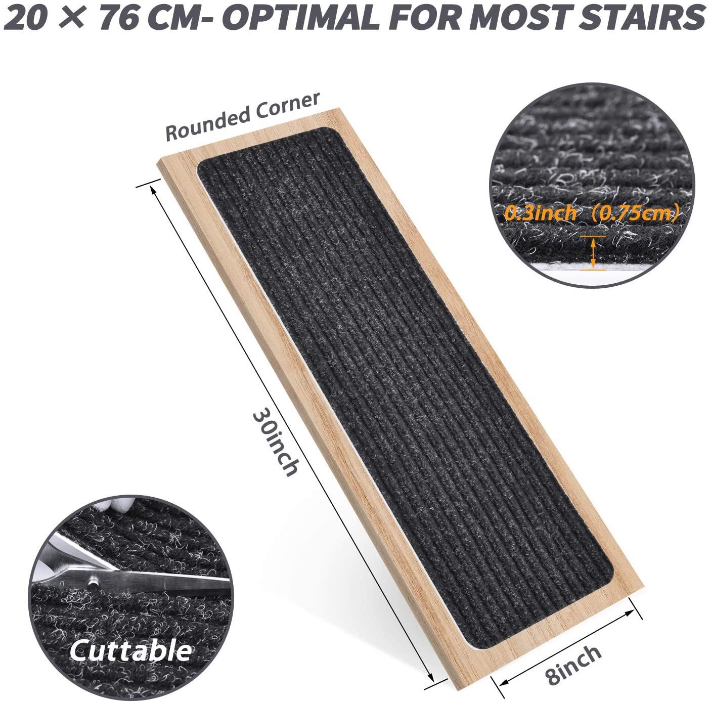 MBIGM 8′�?X 30′�?(15 in Pack) Non-Slip Carpet Stair Treads Non-Skid, Brown