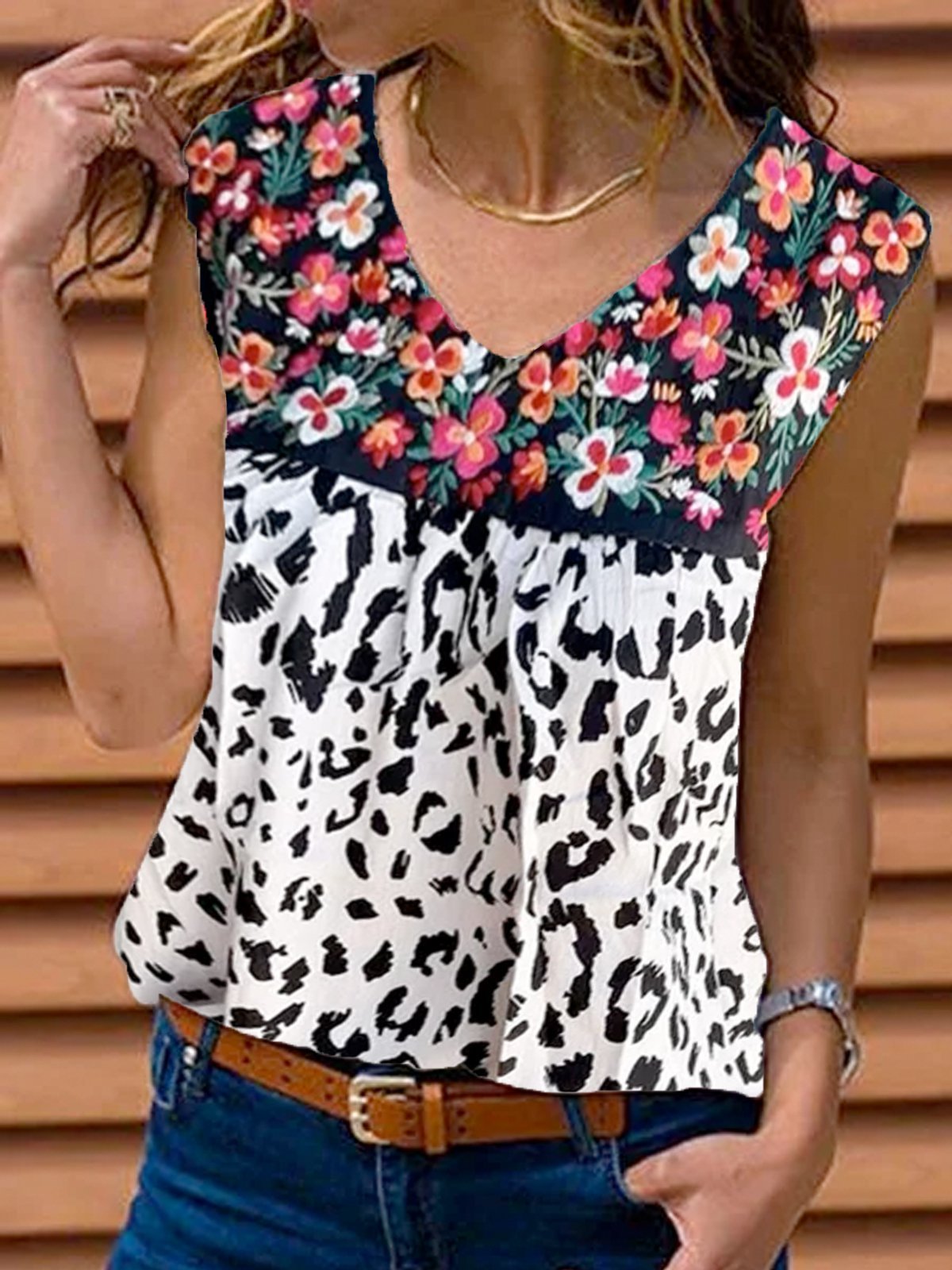 Casual V Neck Floral Shirts & Tops