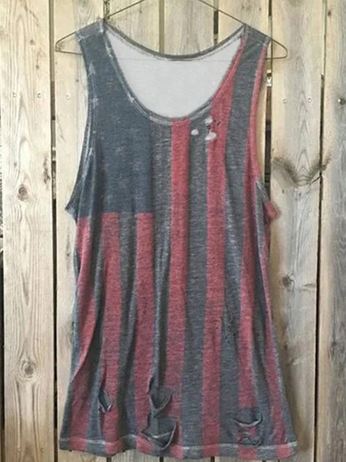 Red Vintage Crew Neck Cotton-Blend Vests