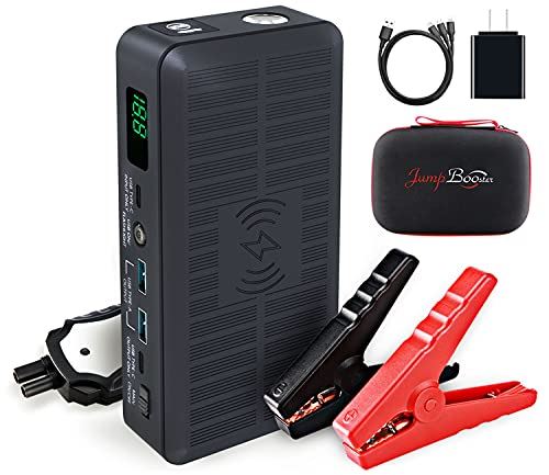 Portable 2000 Amp Car Jump Starter for up to 8L Gas and 6L Diesel Engines & Jumper Cables Wireless Charging LED Display