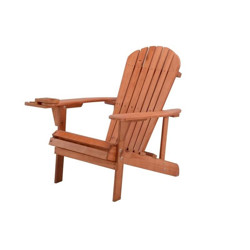 W Unlimited Earth Patio Adirondack Chair with Cup Holder in Natural (Set of 2)