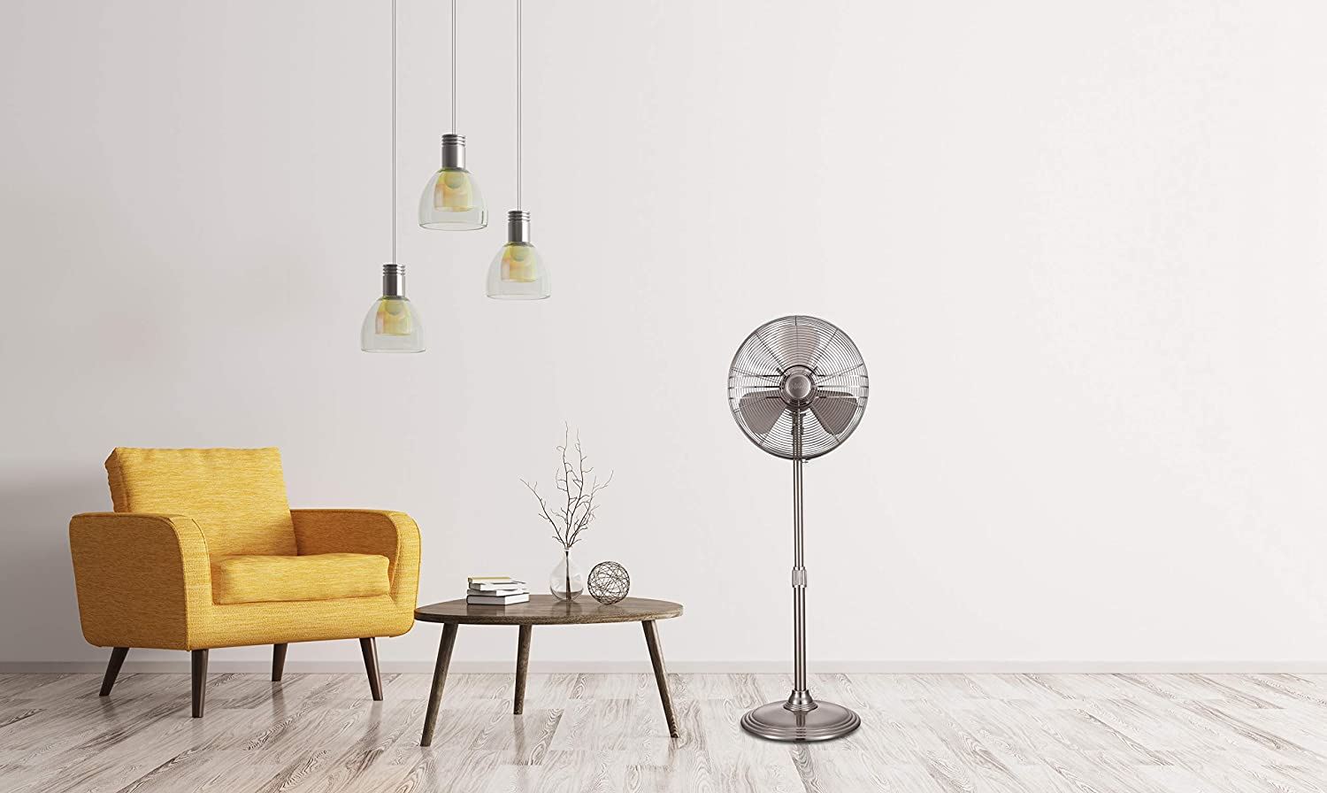 16�� RETRO Stand Fan with Brushed Nickel Finish/Brushed Nickle