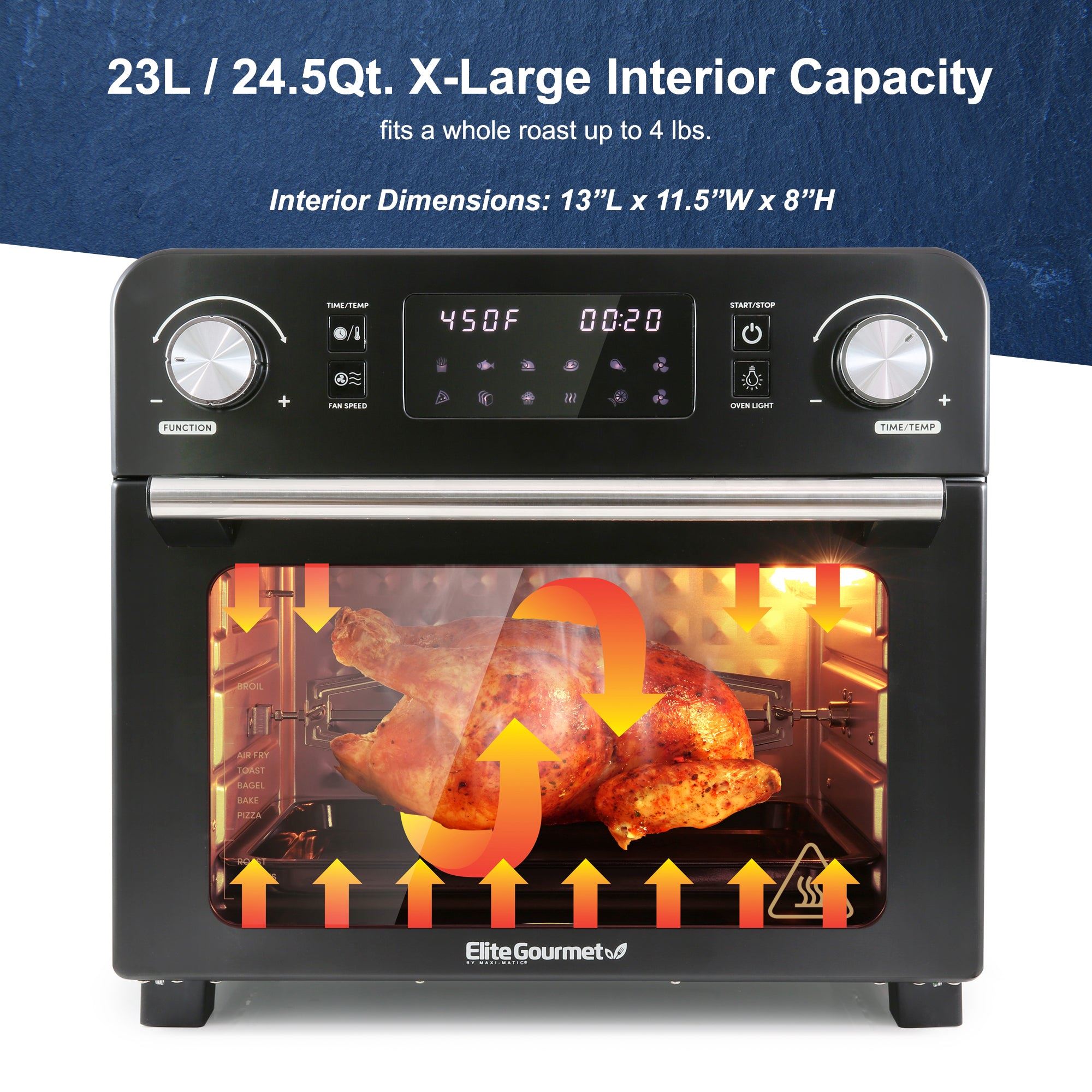 23L Digital Programmable Air Fryer Oven, Oil-Less Convection Oven