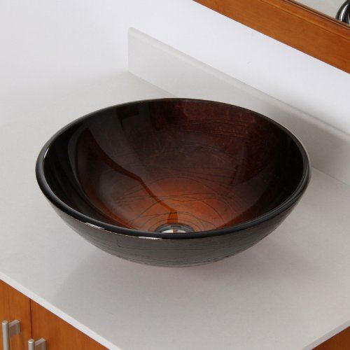 Dark Style Glass Vessel Sink & Oil Rubbed Bronze Single Lever Faucet Combo