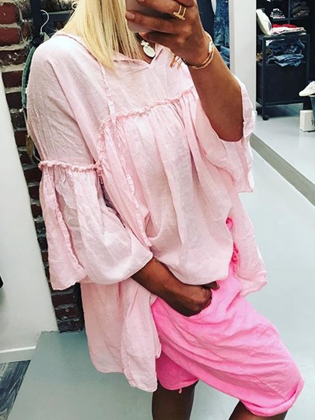 Women Casual Loose Ruffle Tops Tunic Dresses