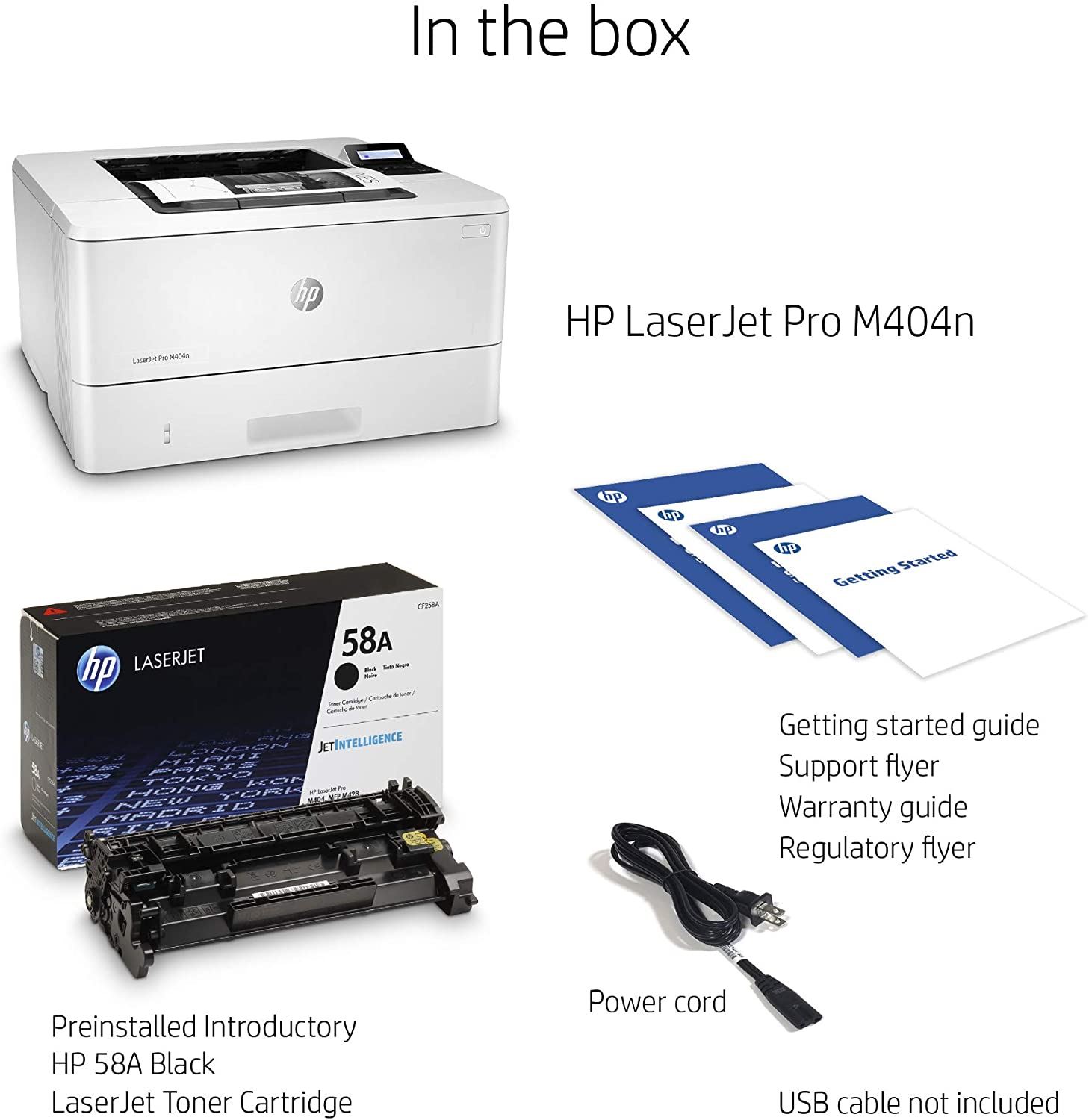 HP LaserJet Pro M404n Laser Printer with Built-in Ethernet & Security Features