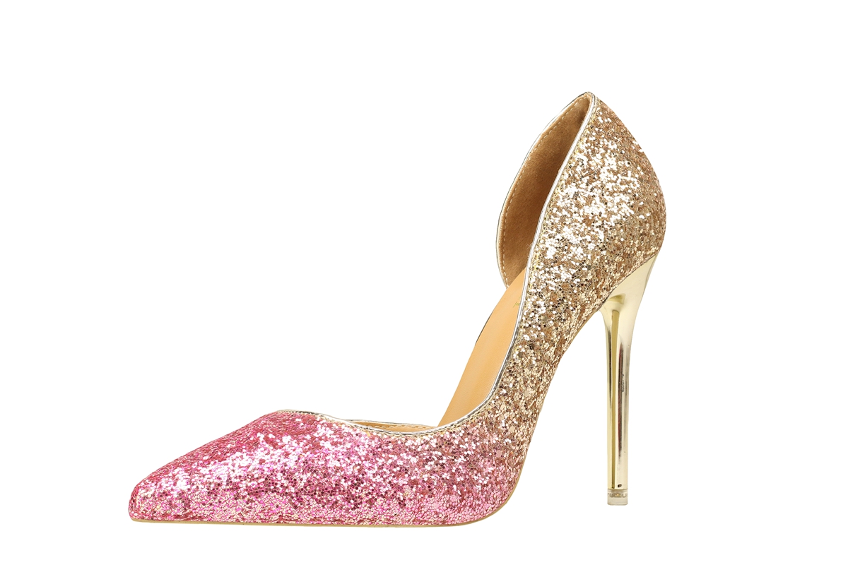 Asmxing 11CM Sweet Shallow Pointed Hollow Sequins Sidecut Dress Party Elegant Sandals