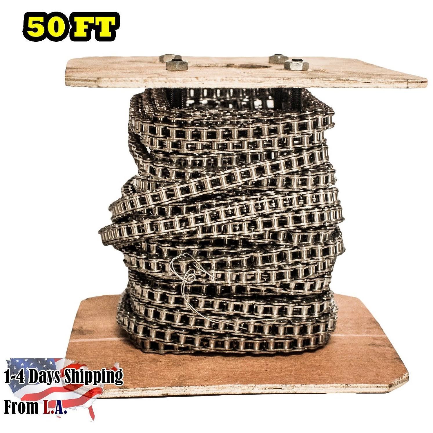 Jeremywell #40 SS Stainless Steel Roller Chain 50 Feet with 5 Connecting Links