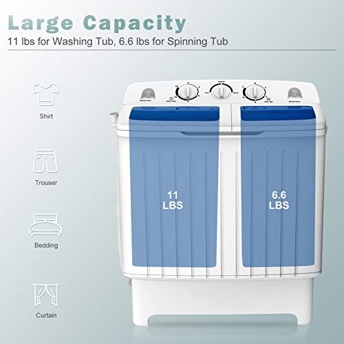 Machine, Twin Tub 17.6Lbs Capacity, Washer(11Lbs) and Spinner(