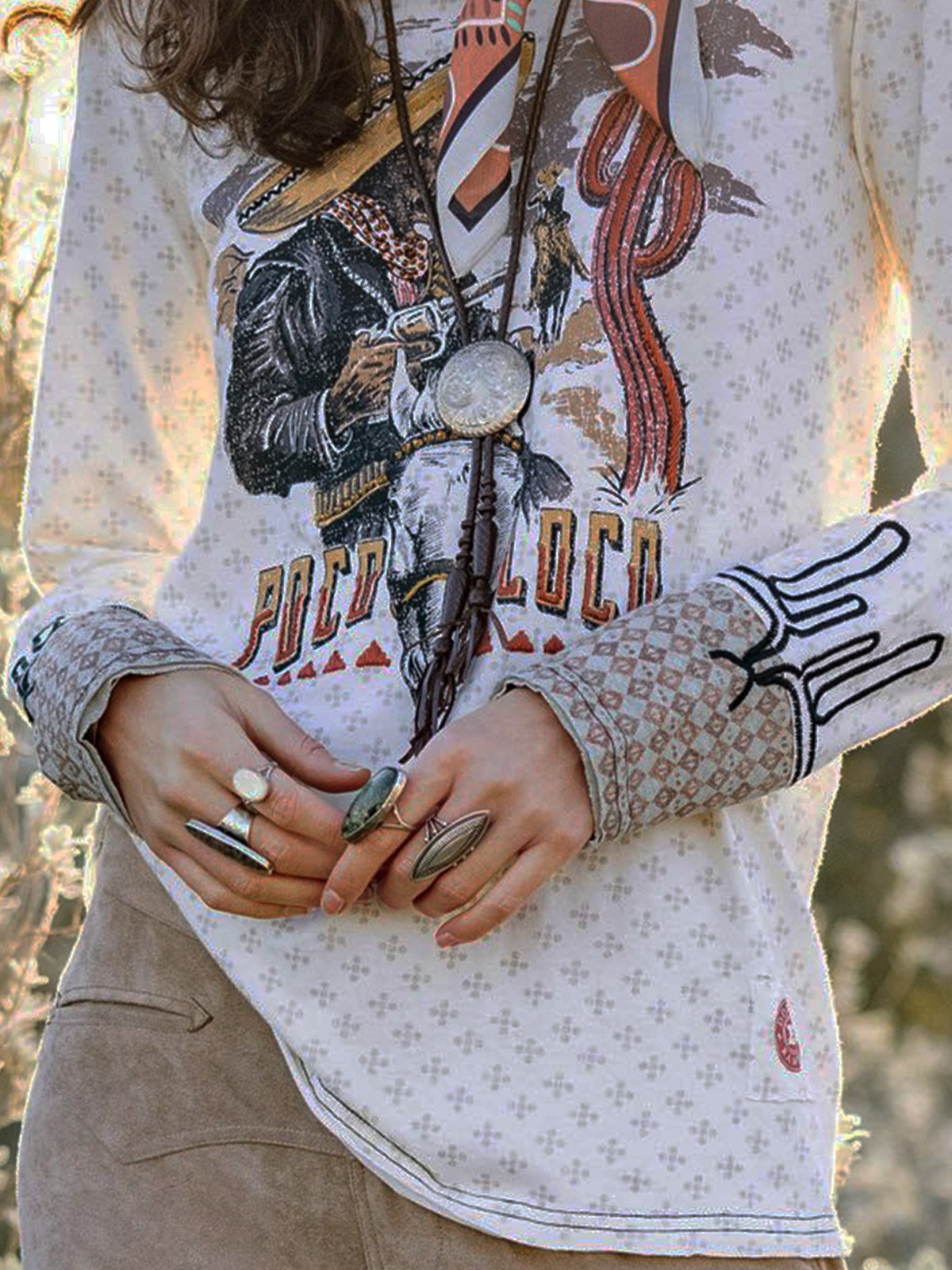 Vintage Crew Neck Long Sleeve Shirts & Tops