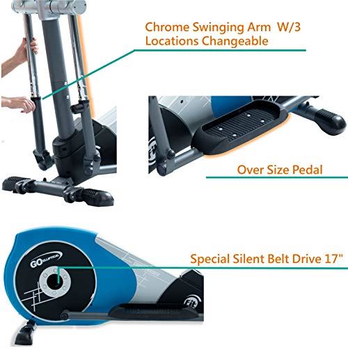 GOELLIPTICAL V-450T Standard Stride 17�� Programmable Elliptical Exercise Cross Trainer with Adjustable Arms and Pedals- Black & Blue