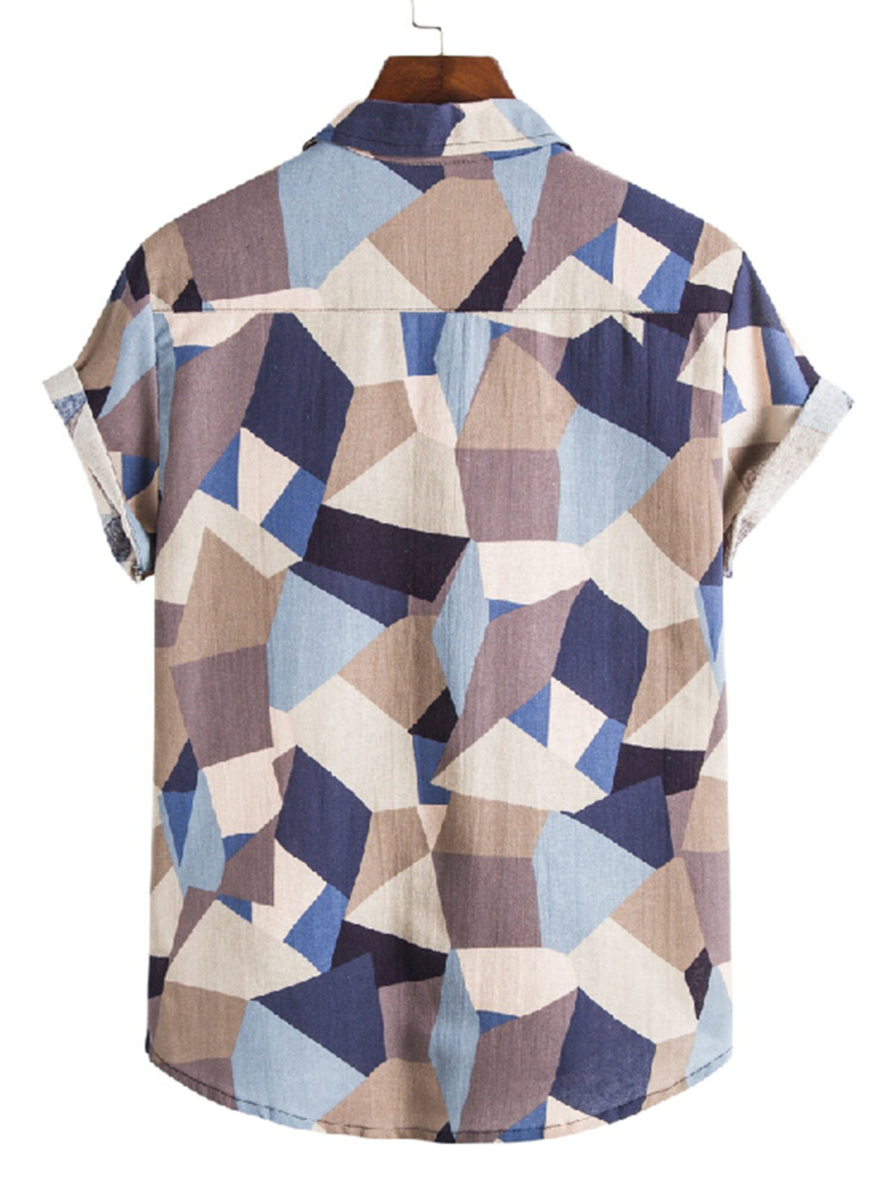 Men's Geometry Pattern Front Pocket Shirt