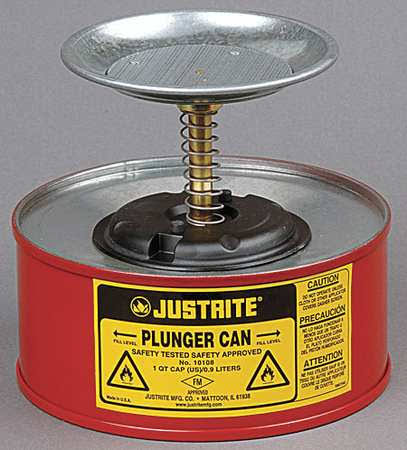 Justrite 10208 - 2 Quart Steel Plunger Can