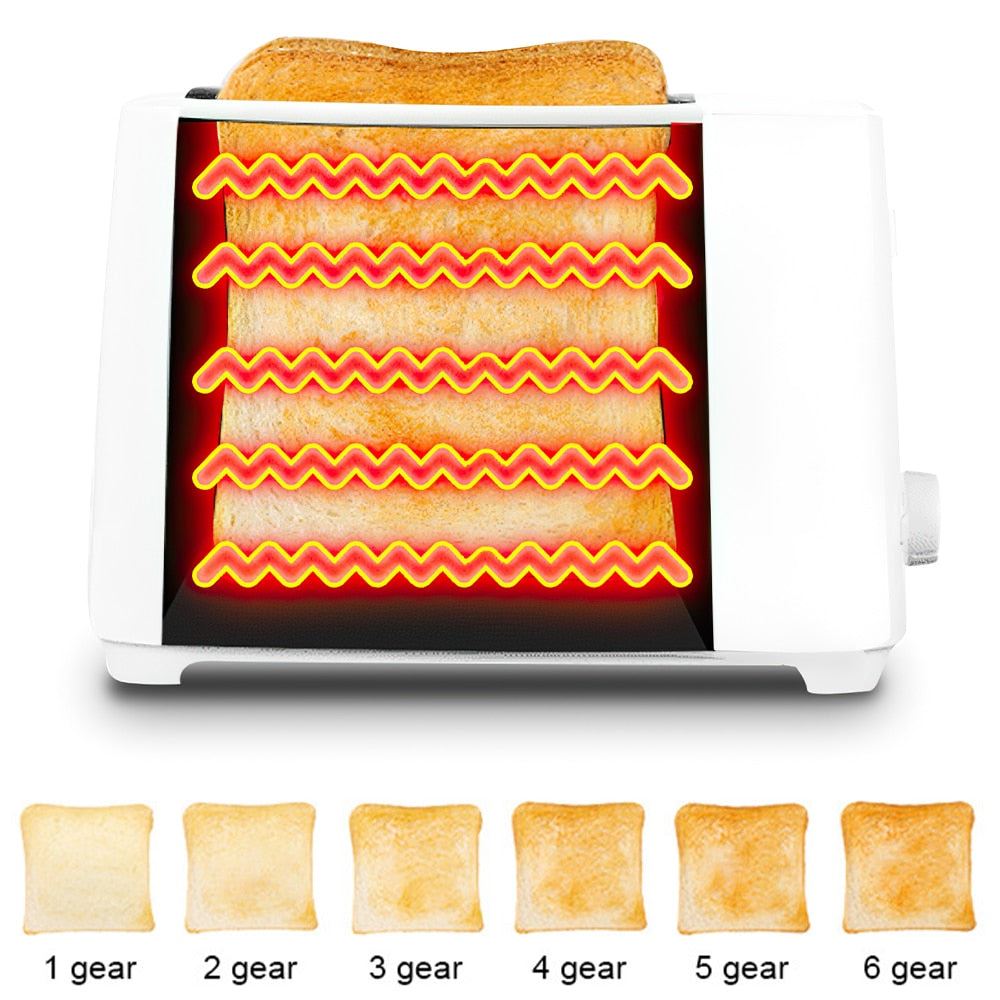 Electric Toaster 2 Slice Automatic Bread Baking Maker Breakfast Machine Toast Sandwich Grill Oven
