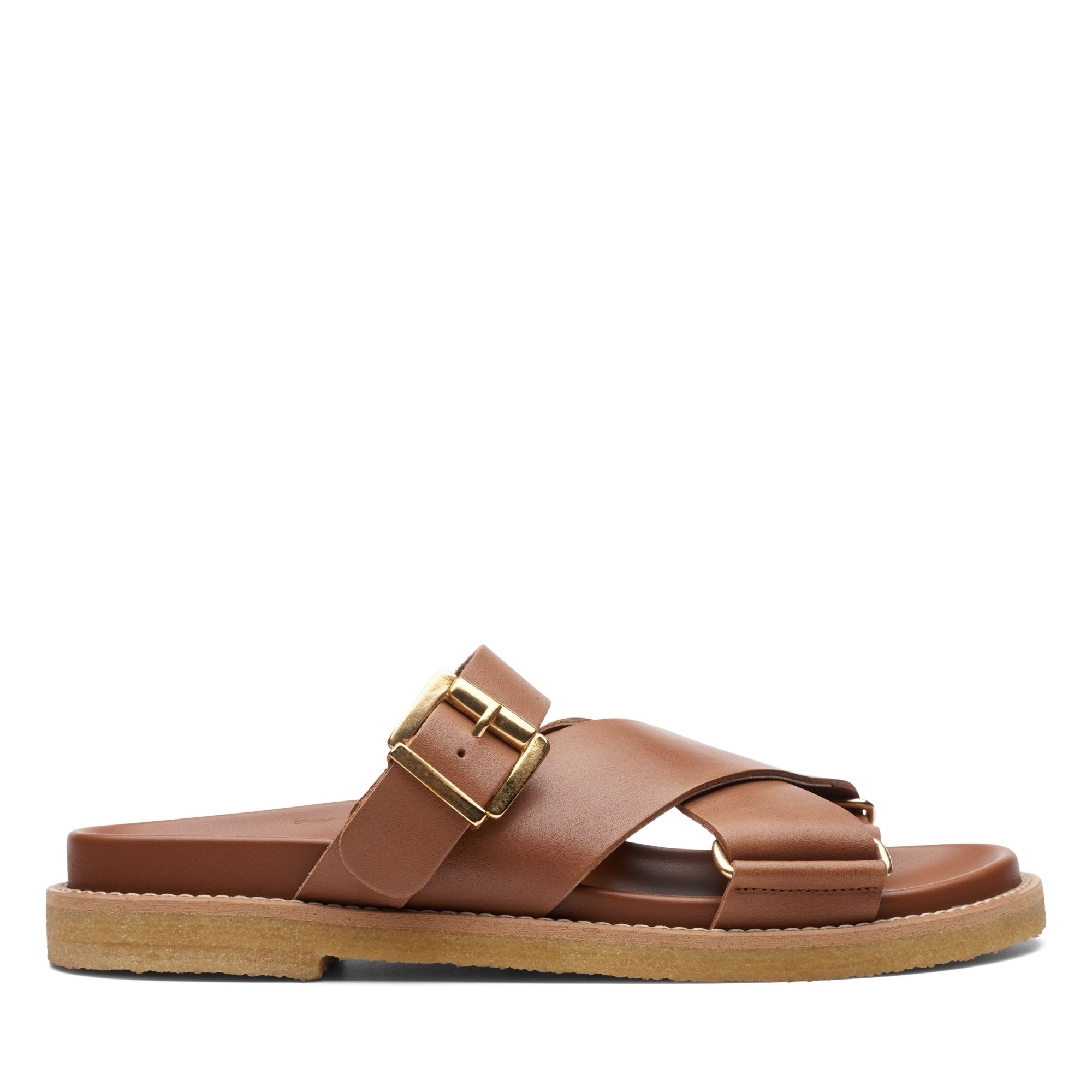 Women Sandals Desert Cross Tan Leather