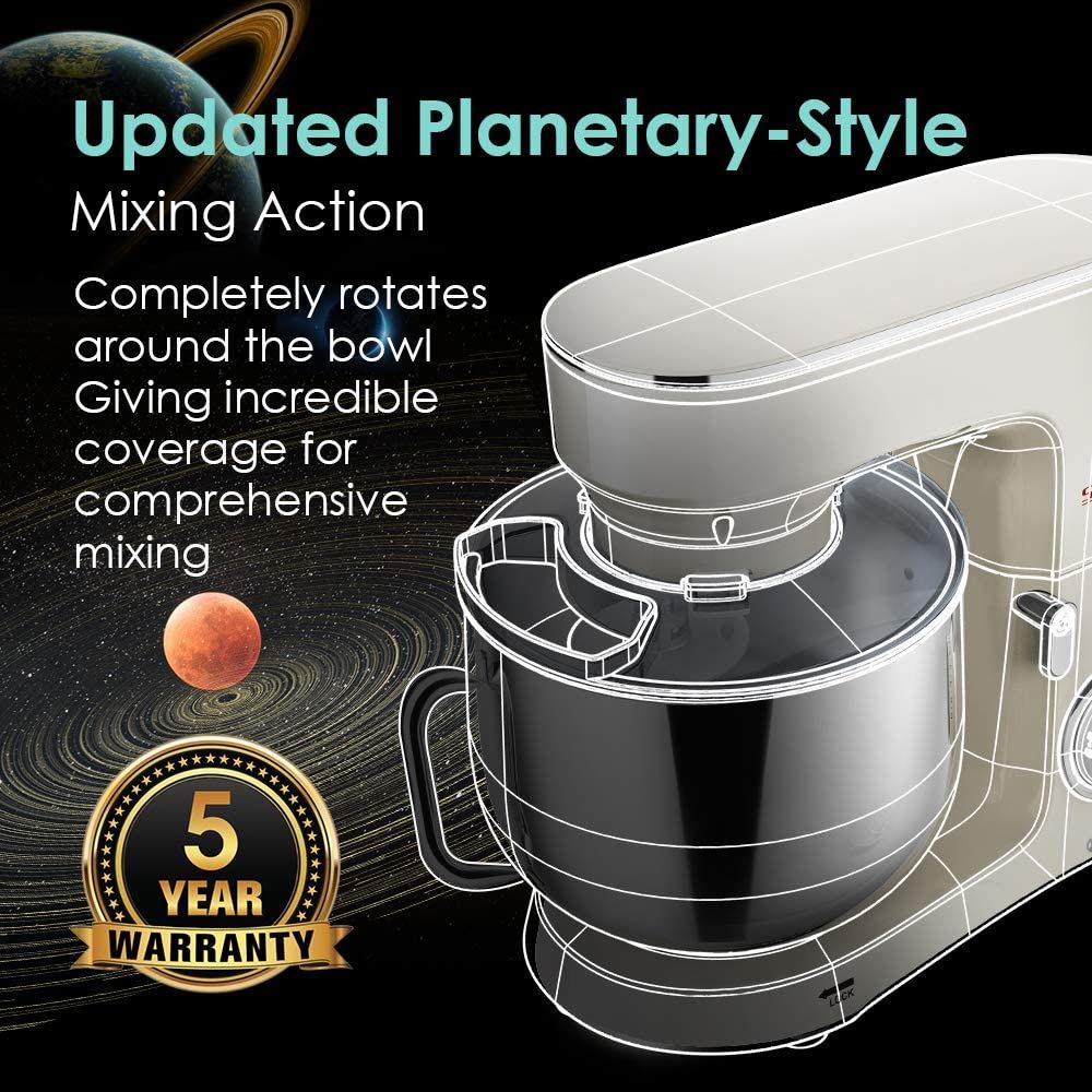 9.5 Qt. Electric Kitchen Mixer with Dishwasher-Safe Dough Hooks, Flat Beaters, 9.5QT / CREAM WHITE