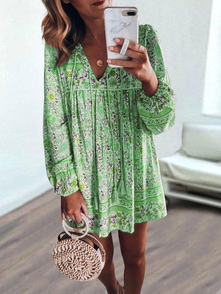 Bohemian long-sleeved dress