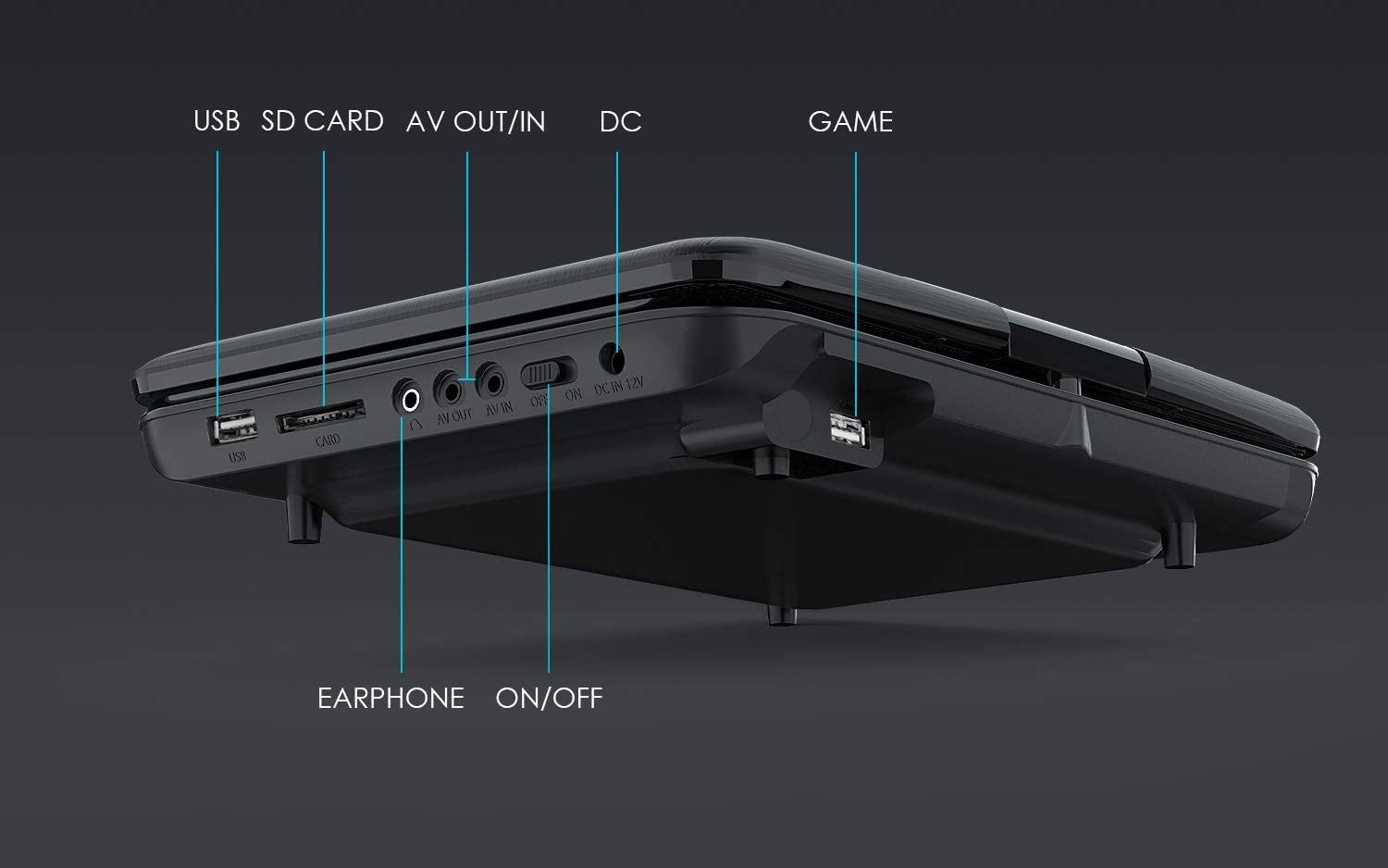 Car Travel DVD Players 5 Hrs Rechargeable Battery, Region-Free Video Player, purple