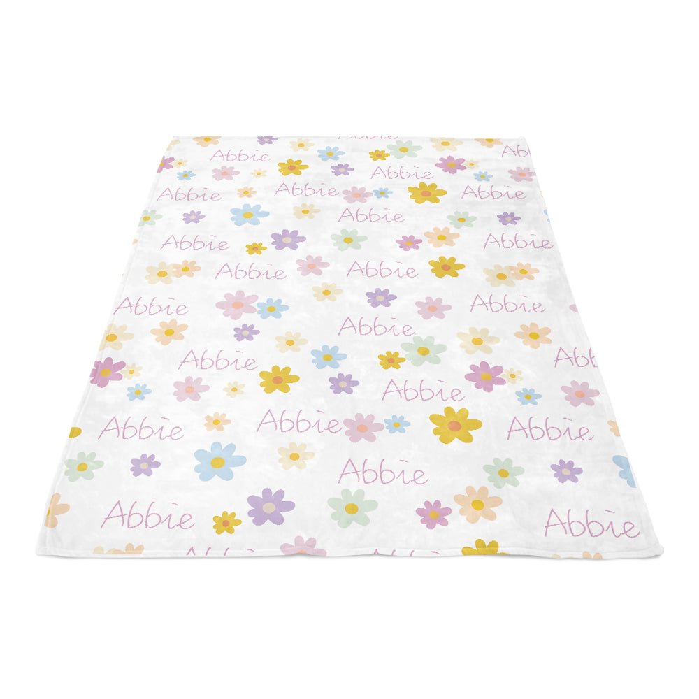 Custom Baby Name Blanket, Flower Theme. Flower Baby Blanket, Cute Blanket