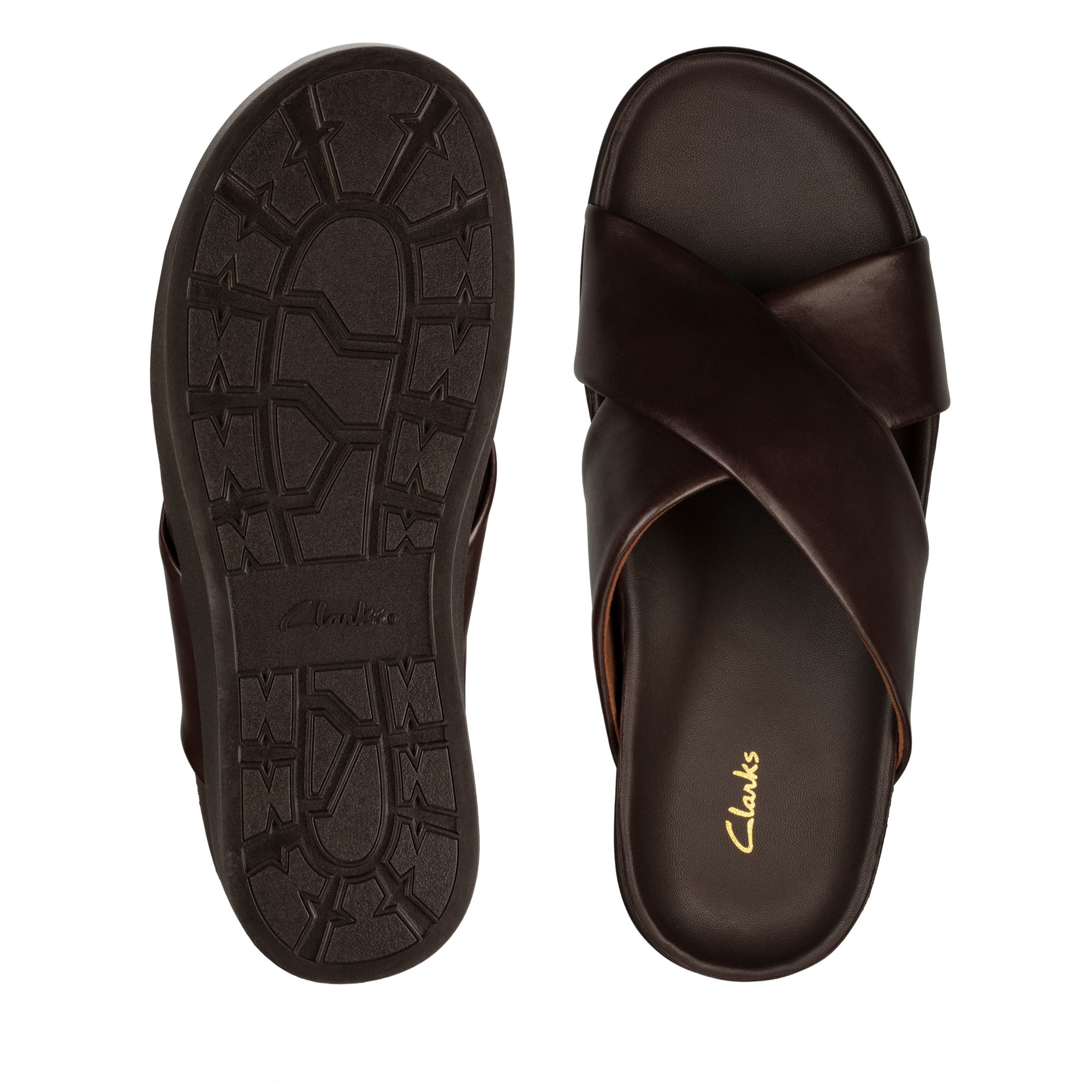 Men Sandals Sunder Cross Dark Brown Lea