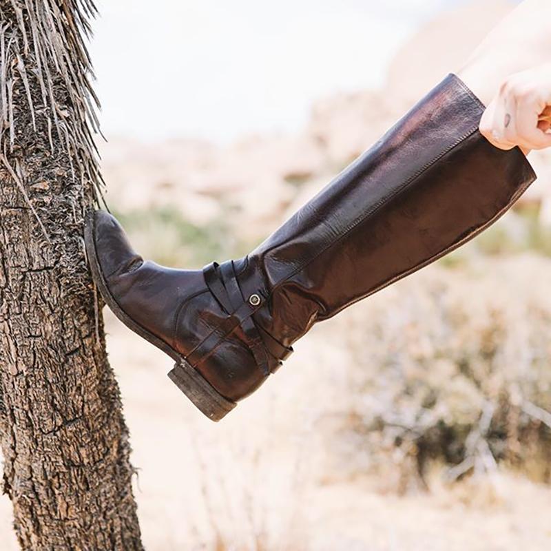 Women's Low Heel Casual Zipper Long Boots