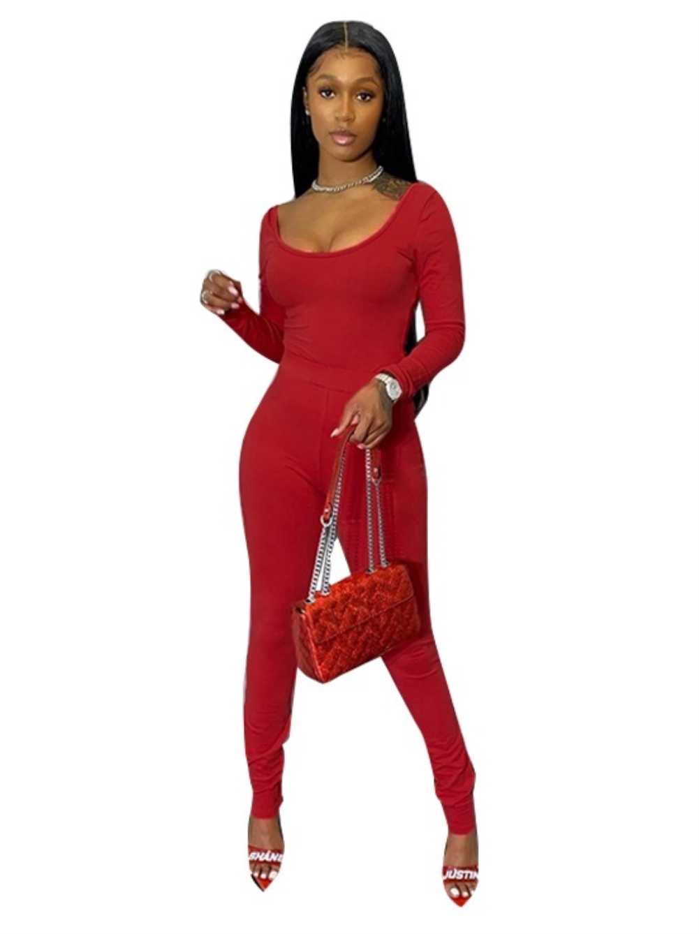 Solid Color Sexy Two Piece Tight Pants Set