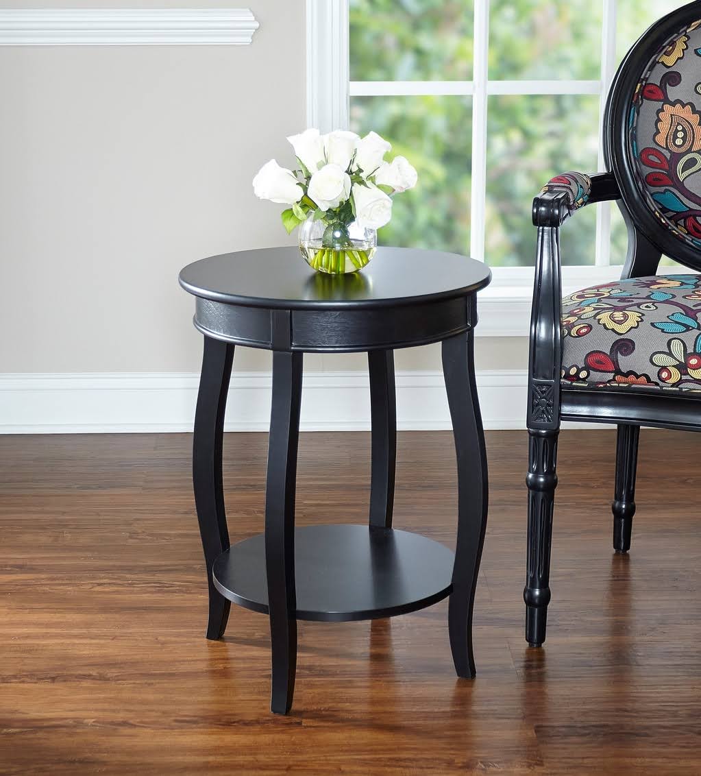 Powell Black Round Table with Shelf